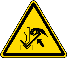 Hand Crushing Between Press Brake and Material Warning Label