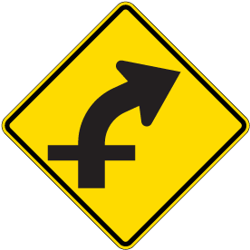Right Combination Curve / Cross Road Intersection Sign - Save 10%