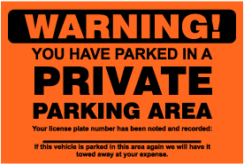 Private Parking Area Violation Sticker - Y6000