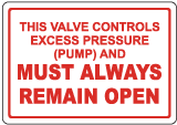 Excess Pressure Control Valve Sign