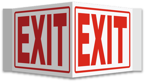 Exit 3-Way Sign