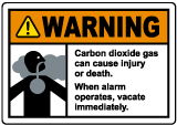 Warning Carbon Dioxide Gas Vacate Immediately Sign