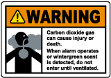 Warning Carbon Dioxide Gas Wintergreen Scent Sign