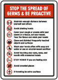 Stop The Spread of Germs & Be Proactive Sign