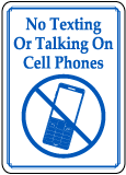 No Texting or Talking on Cell Phones Sign
