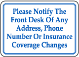 Notify Front Desk of Changes Sign