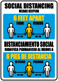 Bilingual Social Distancing Means Keeping 6 Ft Apart Sign