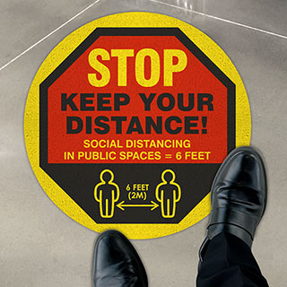 Stop Keep Your Distance Floor Sign