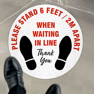 Please Stand 6 Ft / 2m Apart Floor Sign