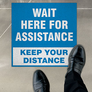 Wait Here for Assistance Floor Signs