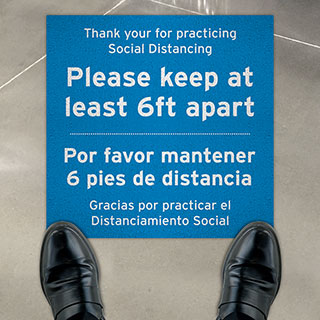 Bilingual Thank You For Practicing Social Distancing Please Keep at Least 6ft Floor Sign