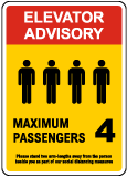 Elevator Advisory, Max 4 Passengers Sign