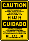 Bilingual Caution Scaffold Physical Distancing Sign
