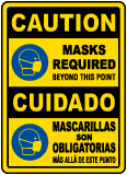 Bilingual Caution Masks Required Beyond This Point Sign