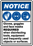 Notice Gloves, Goggles, And Face Masks Required Sign