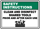 Safety Instructions Clean Shared Tools Sign