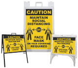 Caution Maintain Social Distancing Portable Sandwich Board Sign