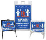 Bilingual Please Stand 6 FT Apart While Waiting Portable Sandwich Board Sign