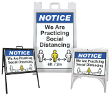 Notice We Are Practicing Social Distance Portable Sandwich Board Sign