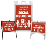 Thanks For Practicing Social Distance Portable Sandwich Board Sign