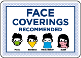  Face Coverings Recommended Sign