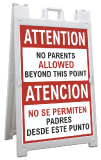 Bilingual Attention No Parents Beyond This Point Sign