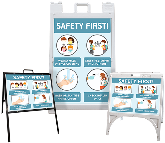 Safety First! Wear a Mask Childrens Sandwich Board Sign