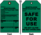 Scaffolding Safe For Use Do Not Alter Tag