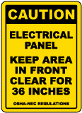 Caution Keep Area Clear For 36 Inches Floor Sign