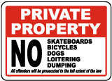 No Skateboarding Bicycles Dogs Sign