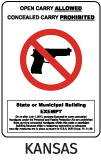 Kansas Open Carry Allowed Concealed Carry Prohibited State Building Sign
