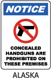 Alaska Handguns Prohibited Sign