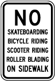 No Skateboarding on Sidewalk Sign