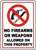 No Firearms or Weapons Sign