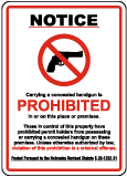Nebraska Concealed Handgun Sign