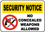 Concealed Weapons Not Allowed Sign