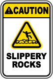 Caution Slippery Rocks Sign