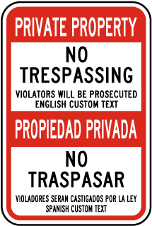 Custom Post Mount Bilingual No Trespassing Sign