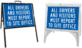 All Drivers and Visitors Report to Site Office Sign