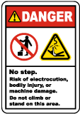 No Step Risk of Electrocution Label