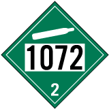 UN # 1072 Non-Flammable Gas Class 6 Placard