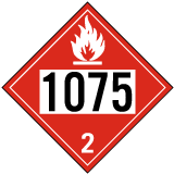 UN # 1075 Flammable Gas Class 2 Placard