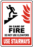 In Case of Fire Do Not Use Elevators Sign