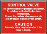 Fire Protection Equipment Control Valve Sign