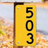 Yellow Vertical 911 Address Sign
