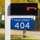 Blue Horizontal 911 Address Sign with Street Name