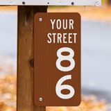 Brown Vertical 911 Address Sign with Street Name