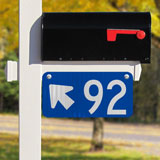Blue Horizontal 911 Address Sign with Arrow (1-Sided)