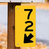 Yellow Vertical 911 Address Sign with Arrow (1-Sided)