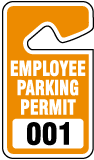Orange Employee Parking Permit Tags